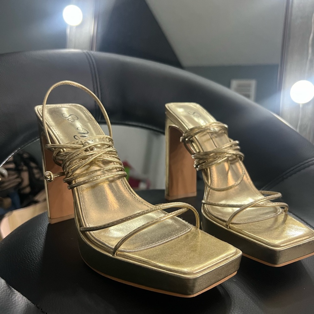 Goldish Wrap around heels